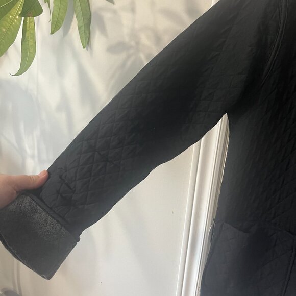 Vintage Penman's Quilted Black Grey Fleece Reversible Chore Jacket Women's Small - Picture 4 of 11